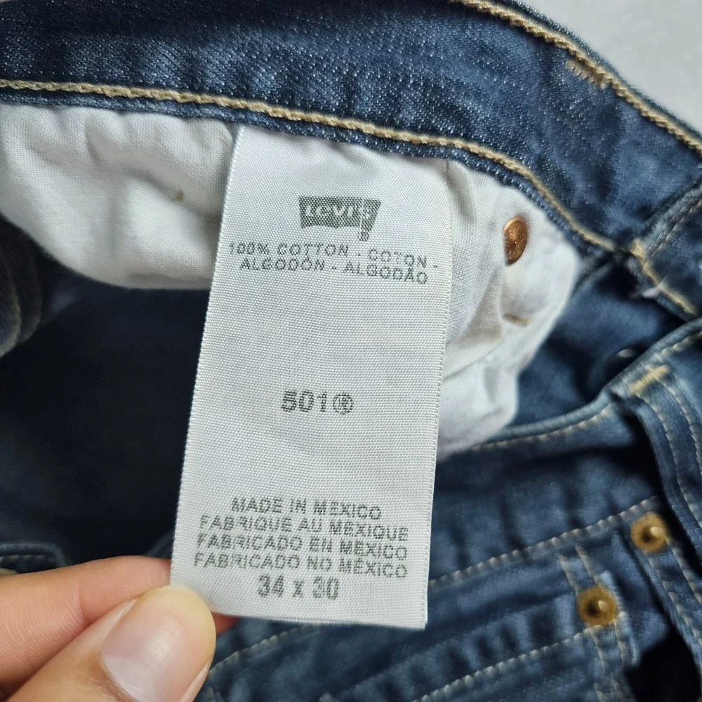 Y2K Levis 501 Jeans Mens 34x30 (32x28) Blue Denim Button Fly Classic Straight